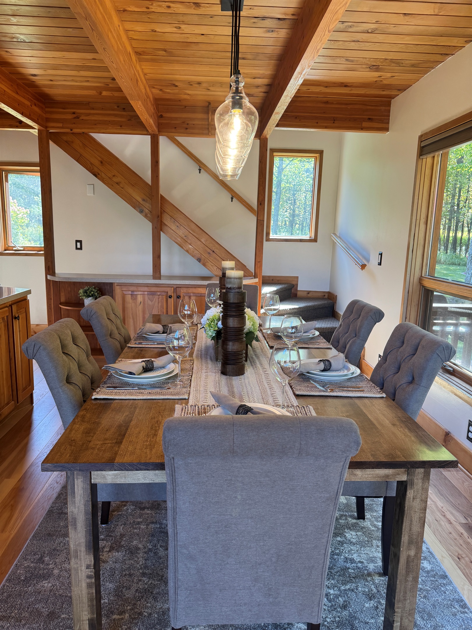 Dining area with stairs to 2nd floor