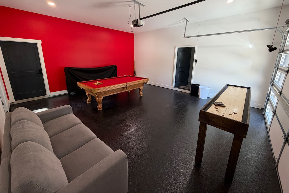 Located on first floor. Queen Sofa Bed/ Game room. 