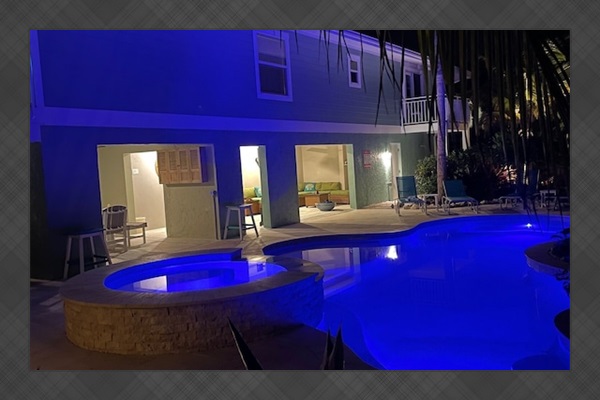 Pool lights are turned on until 10pm