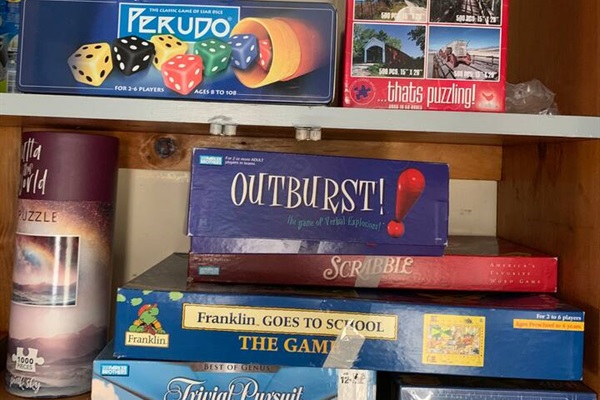We add new games and puzzles to our game closet every month! 