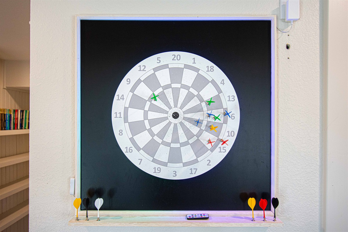Magnetic dart board lights up!