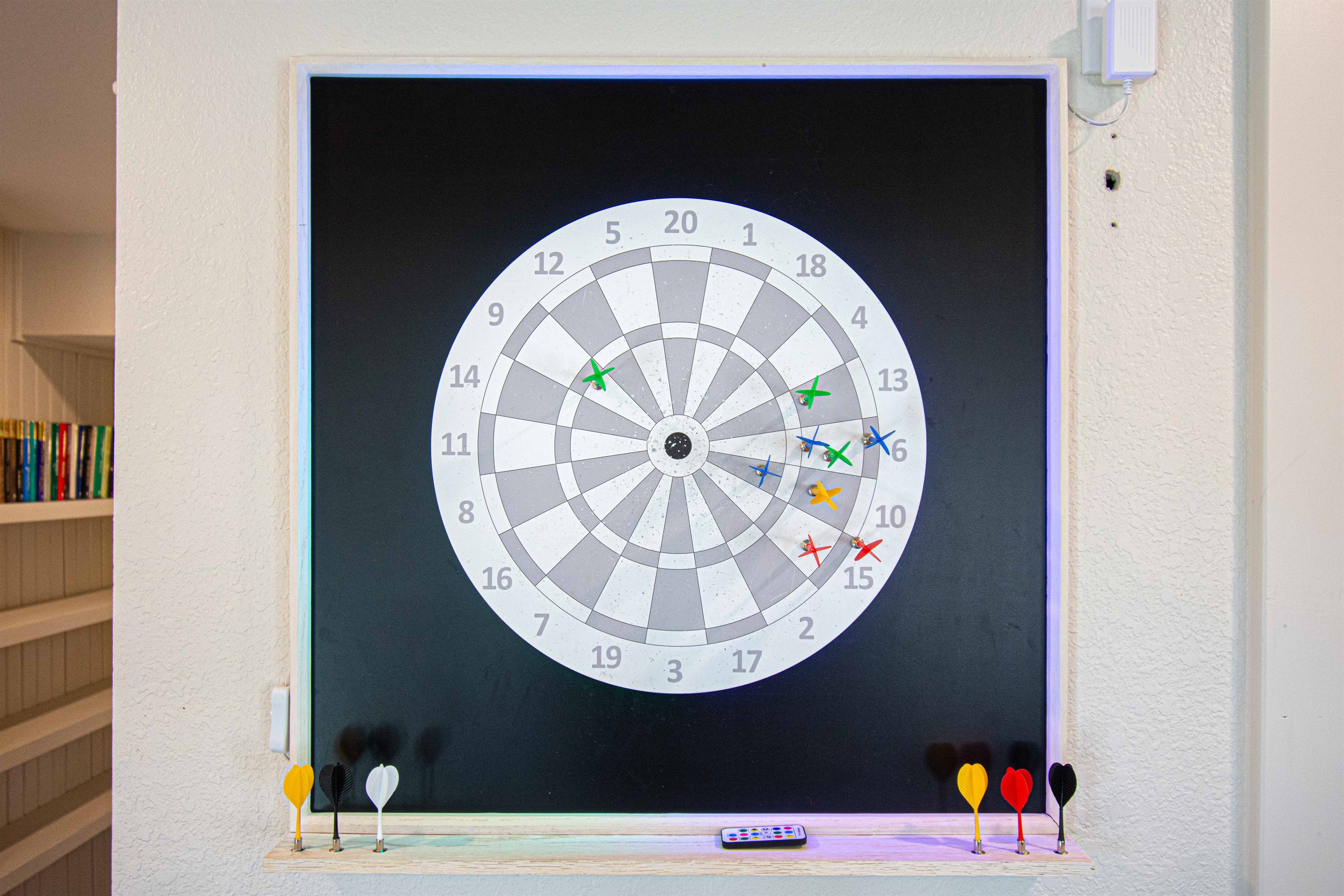 Magnetic dart board lights up!