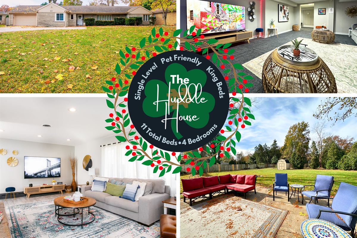 We affectionately call our home the Huddle House! We are located in a safe, well manicured neighborhood on Ironwood, 1.5 miles from Notre Dame.