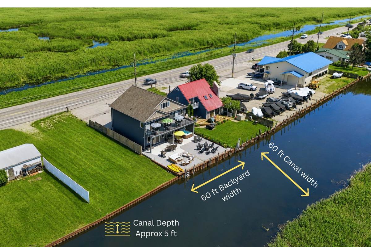 Bring your boat! Enjoy approximately 60 ft of private canal frontage on a canal about 60 ft wide and 5 ft deep—perfect for docking, kayaking, fishing, or cruising to Lake St. Clair's popular sandy swimming area before returning to your private dock.