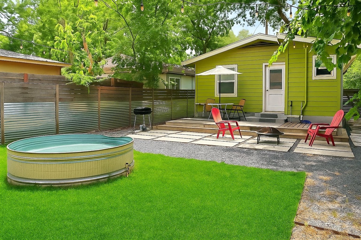 soak in cowboy pool in back yard