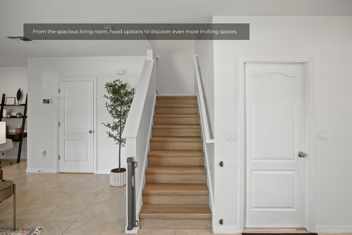 A welcoming stairway to the upper floor.
