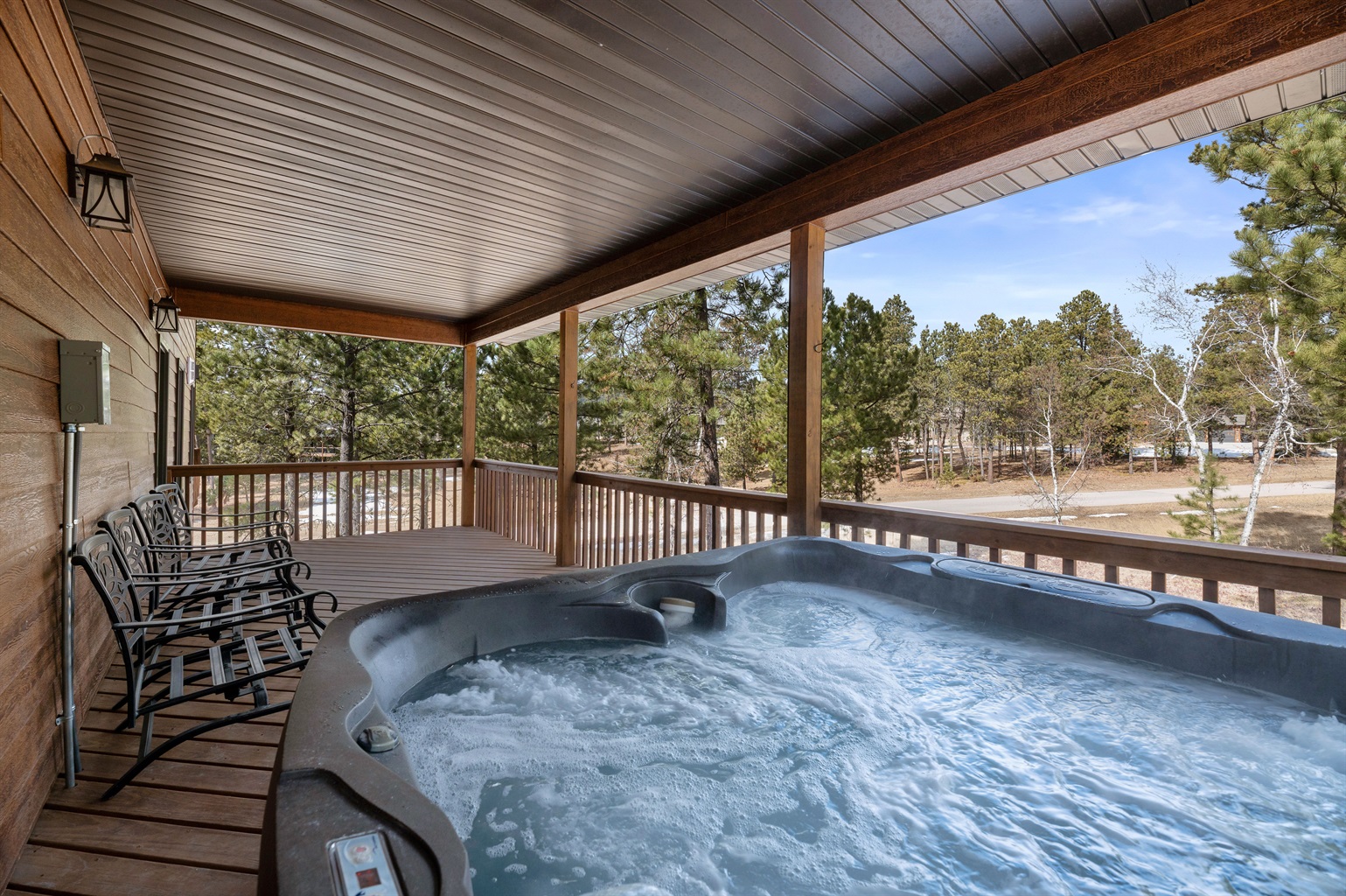 Private Hot tub with views of the Black Hills