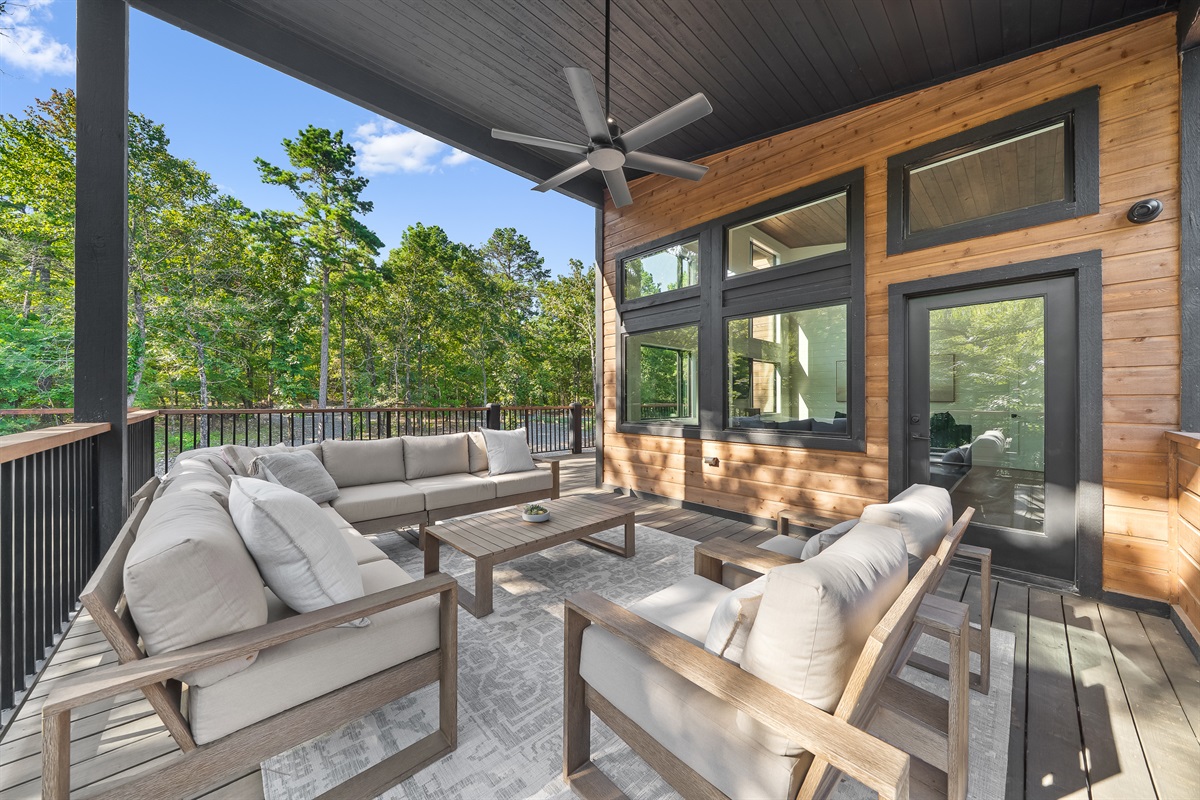Large wrap-around balcony. Perfect for morning coffee, relaxing afternoons, or sunset cocktails