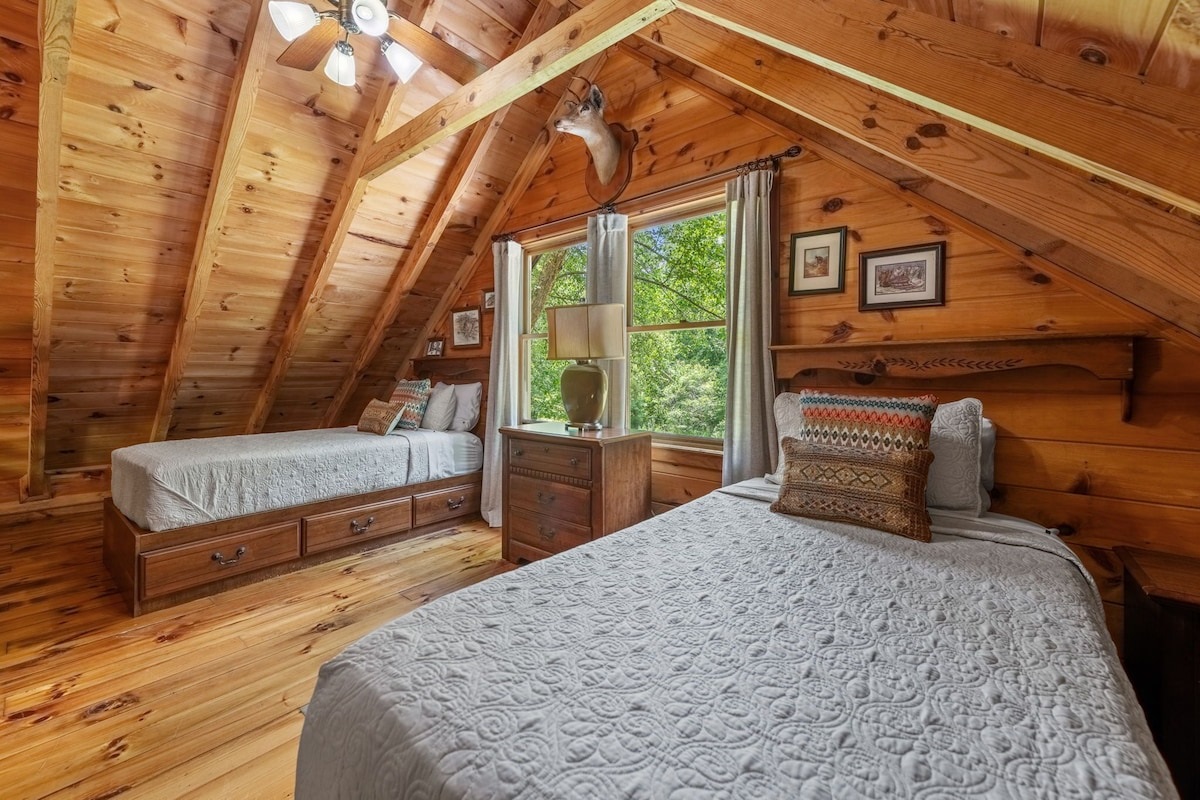 two twin beds in the loft