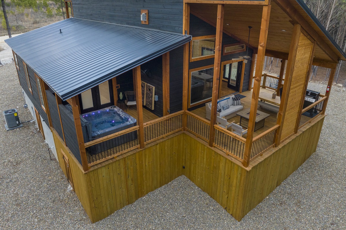 Aerial view of the spacious back deck.