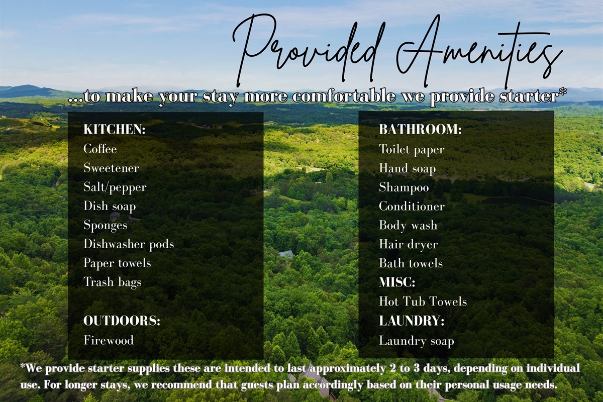 Enjoy the comforts of home with our amenities. From the kitchen to the bathroom and laundry room, we&rsquo;ve provided everything you need for a relaxing and convenient stay.