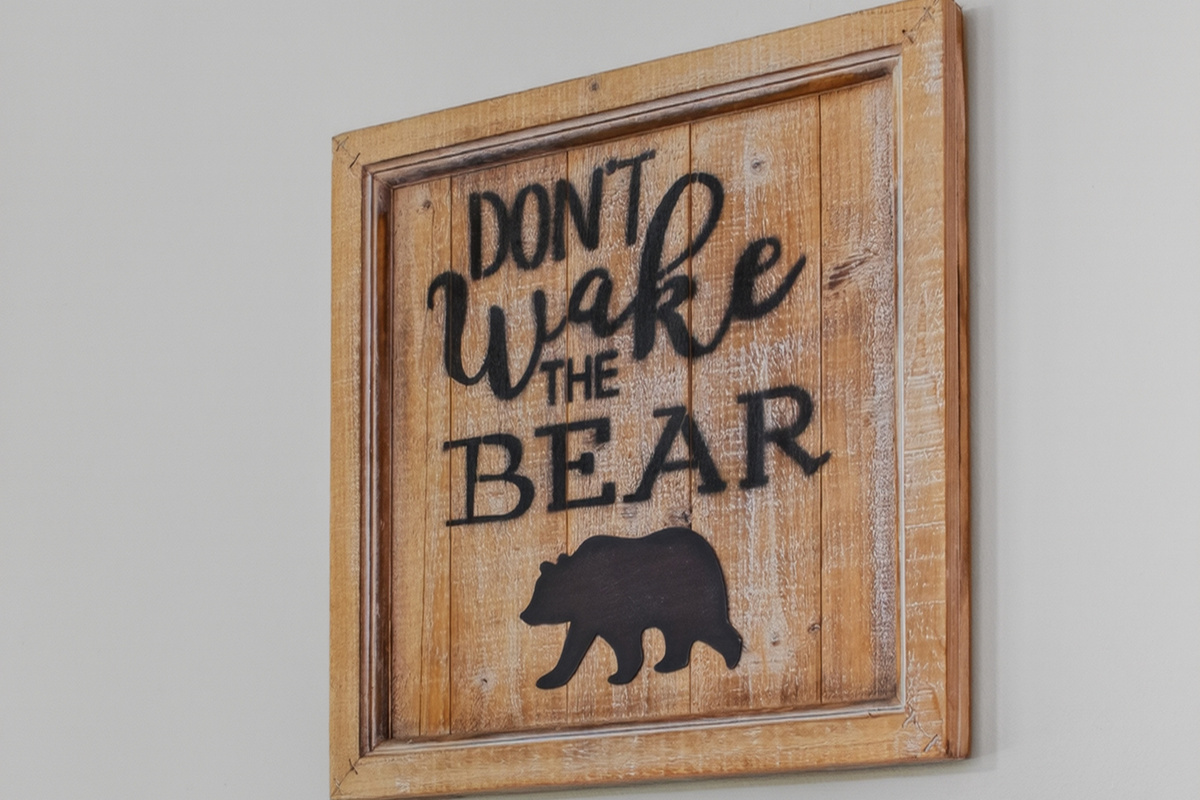 Unique decor: Embrace nature with this charming bear-themed wall art! Adventure awaits!