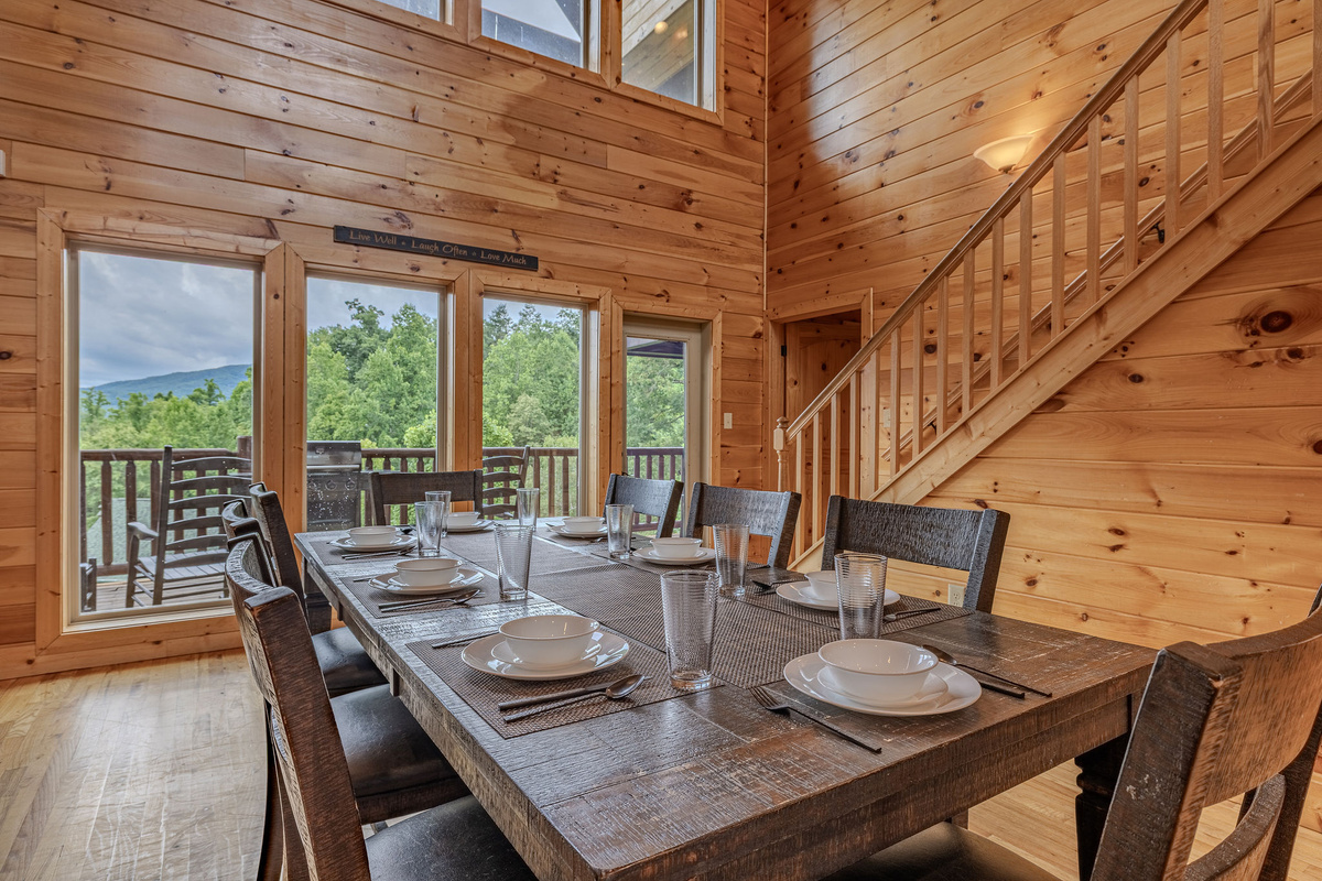 The Supper Club is the cabin’s dining space, made for family meals, celebrations, card games, and long conversations.