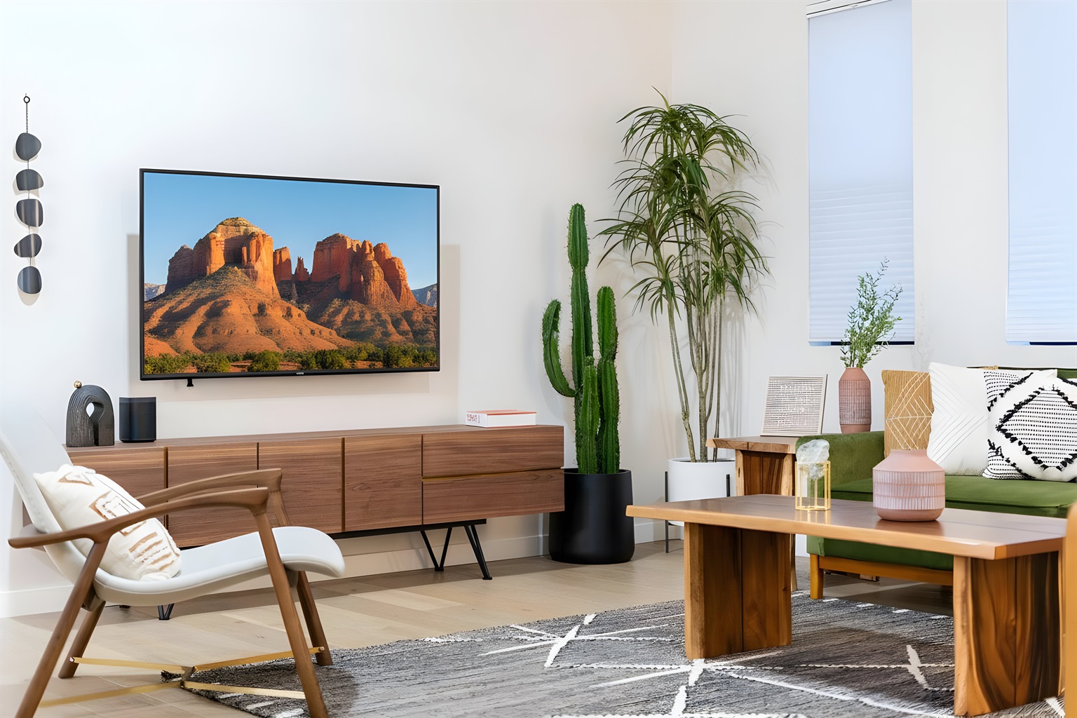 {Living Room} Thoughtfully designed living space with curated desert décor.