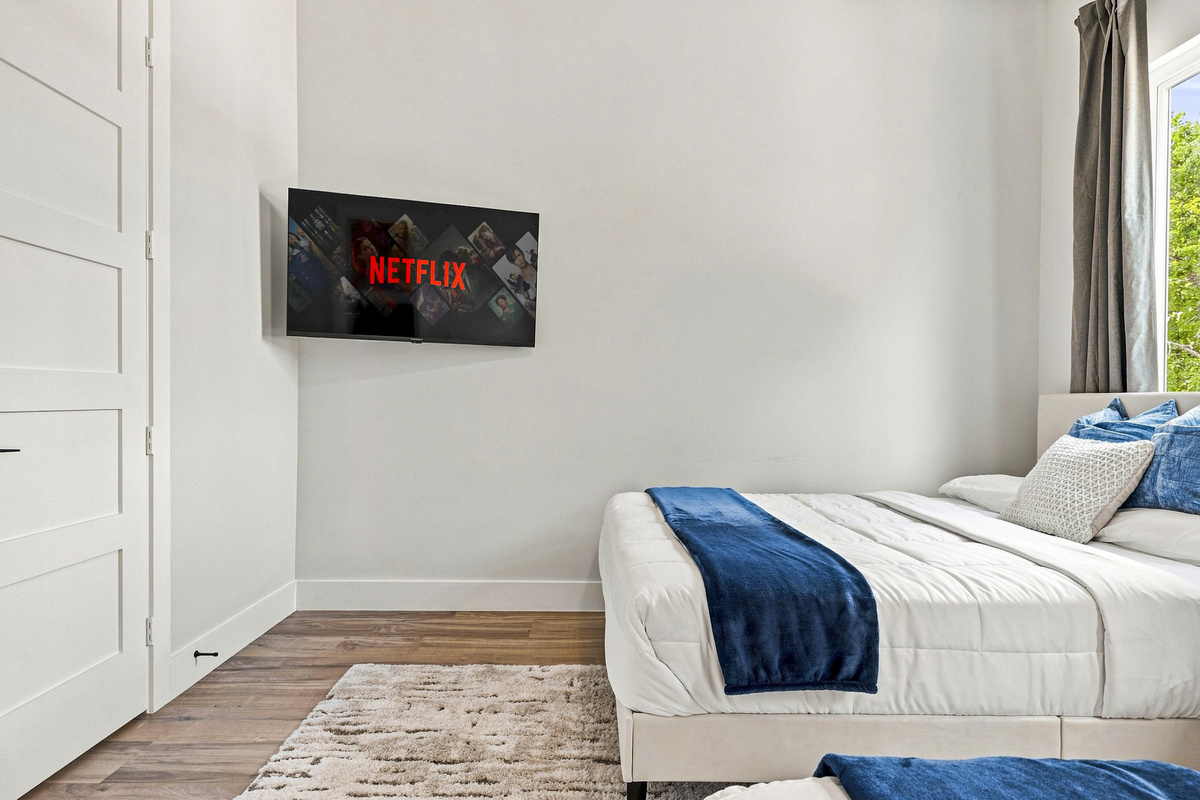 Unwind with plush bedding and your favorite Netflix shows at your fingertips!