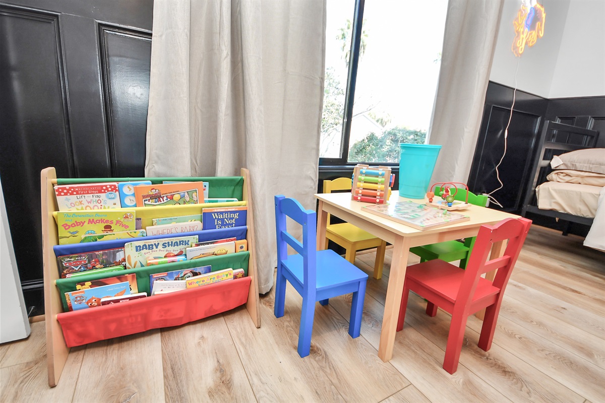 Books and play space for the little ones too.