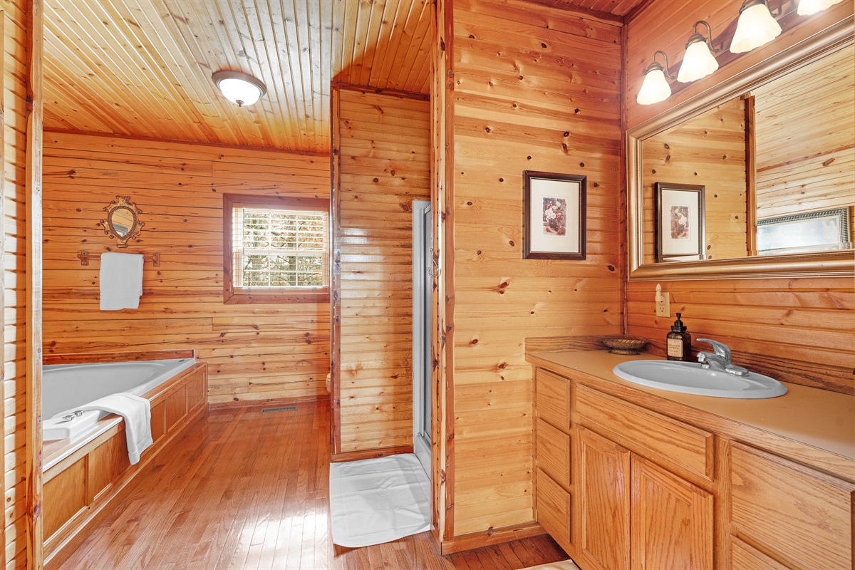 Your romantic retreat includes a spa-style bathroom escape