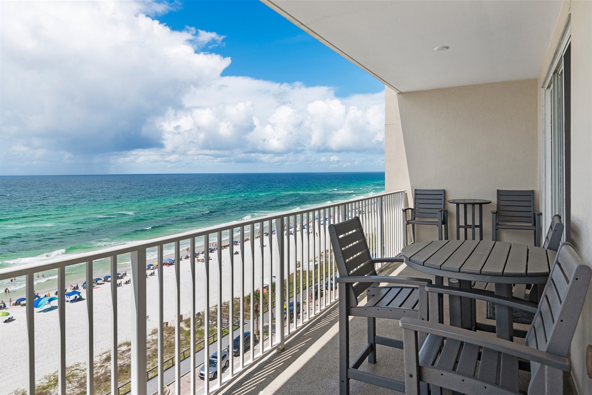 Large patio - the perfect space for morning coffee or an ice-cold afternoon beverage! Soak in the sights and sounds of the Emerald Coast!