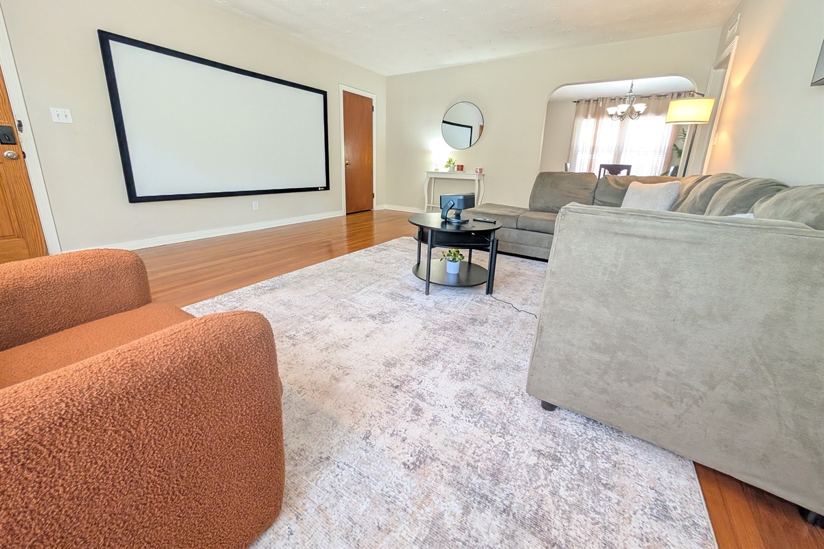 Living room with 100 Inch Projector