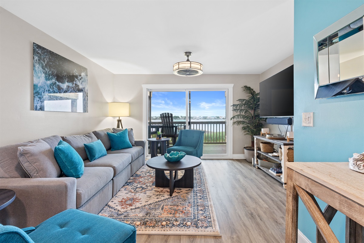 Open-concept comfort designed for gathering, relaxing, and easy beach days