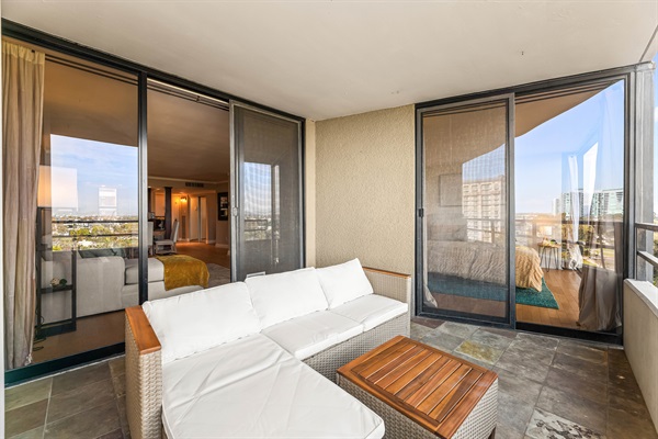 Enjoy the city view on the balcony