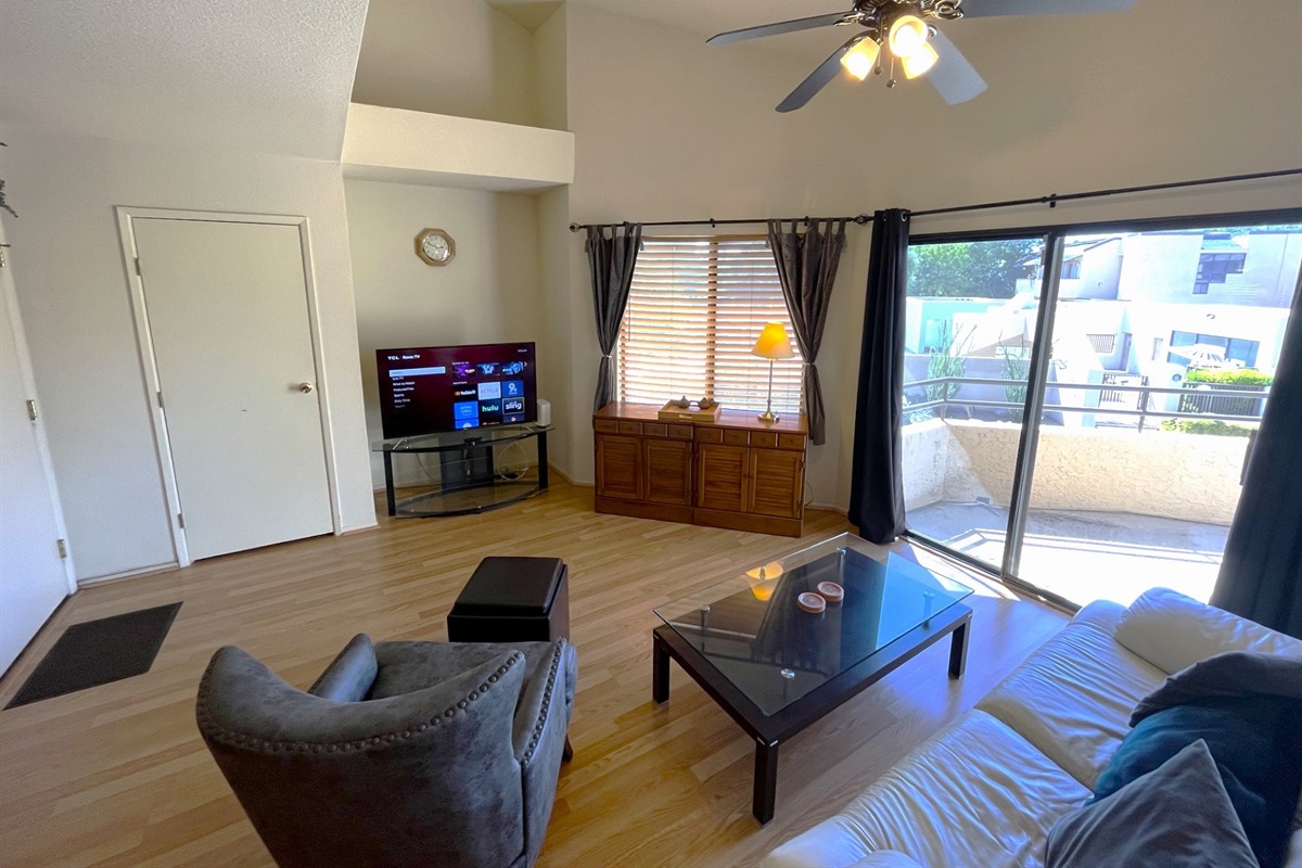 Living room with patio access