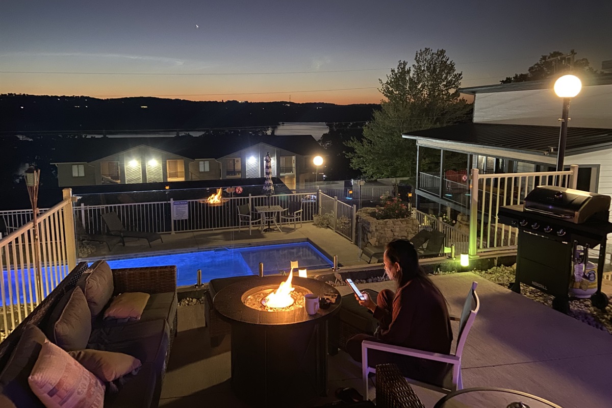 Fire Pit outside your sliding glass door