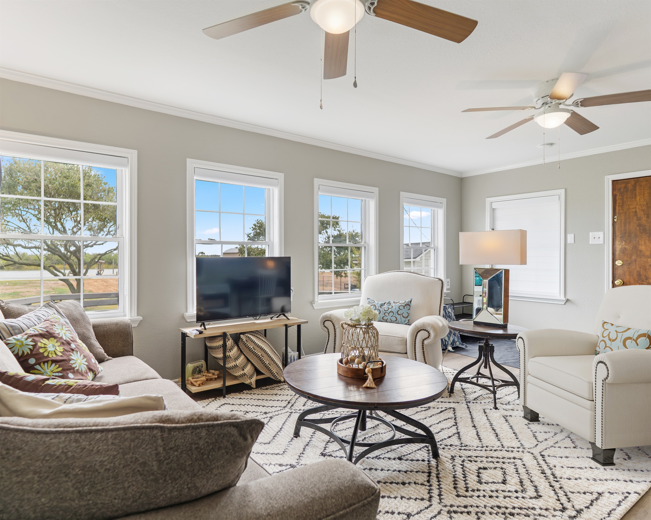living room with views of the Caney Creek