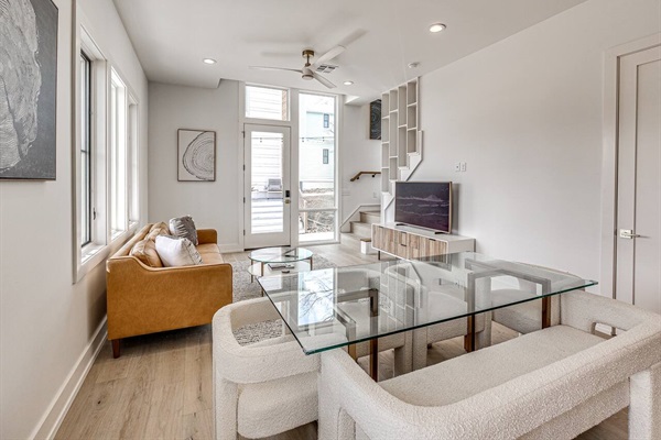 View from dining area to living area