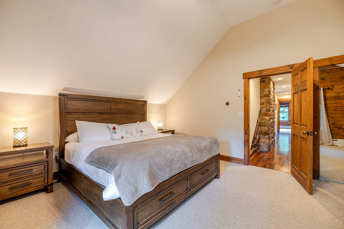 A comfortable king bedroom offers a quiet place to unwind after a day of adventure.
