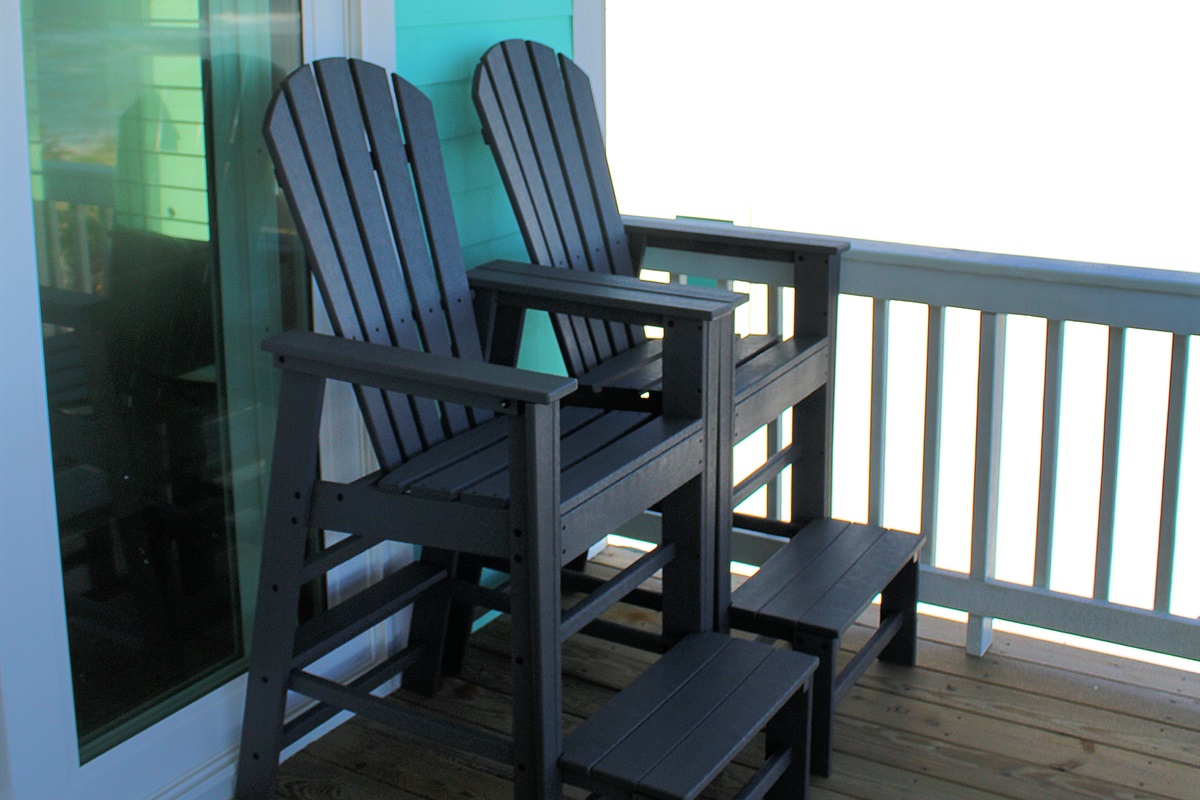 Enjoy ocean views from the lifeguard chairs on the 3rd story deck