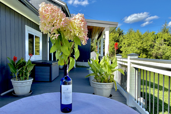 Unwind on the expansive, sun-drenched deck surrounded by lush seasonal blooms. Whether you're sipping a glass of local wine or enjoying the crisp afternoon air, this covered wrap-around porch offers the perfect space to relax and reconnect.