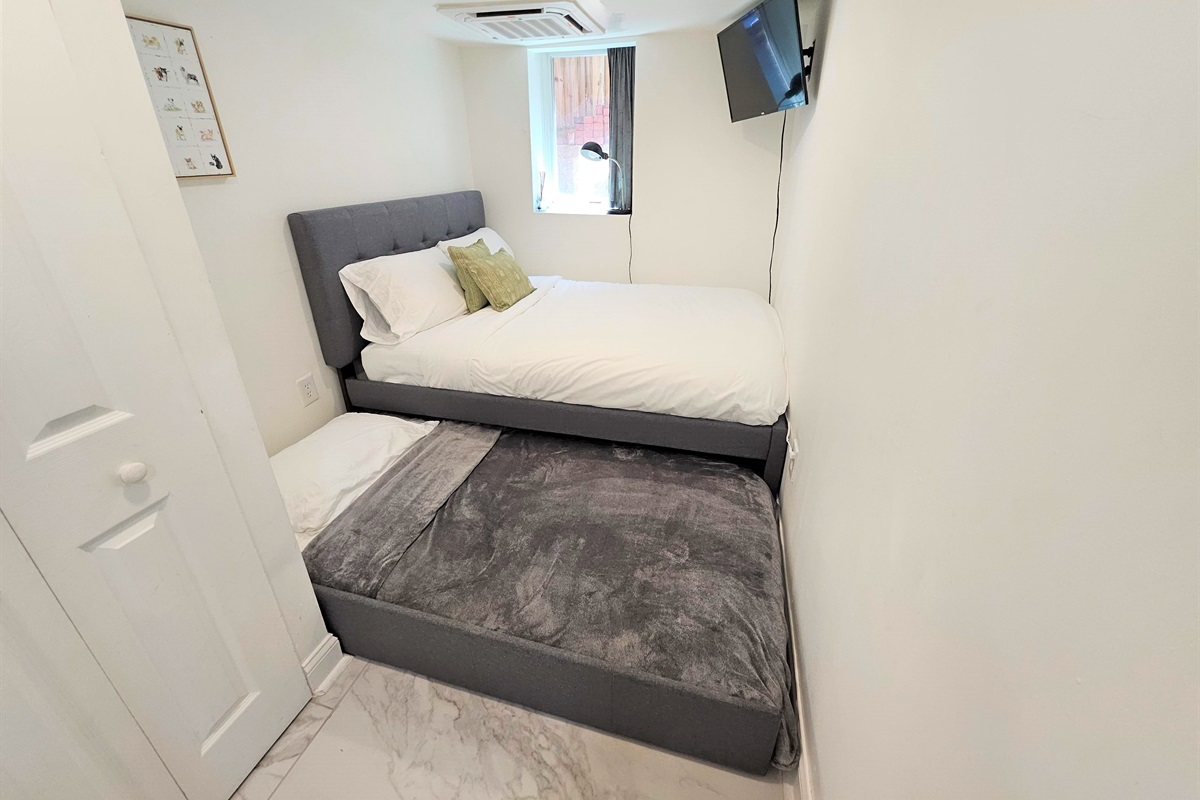 When the trundle bed is pulled out for use, the beds will take up the majority of the room