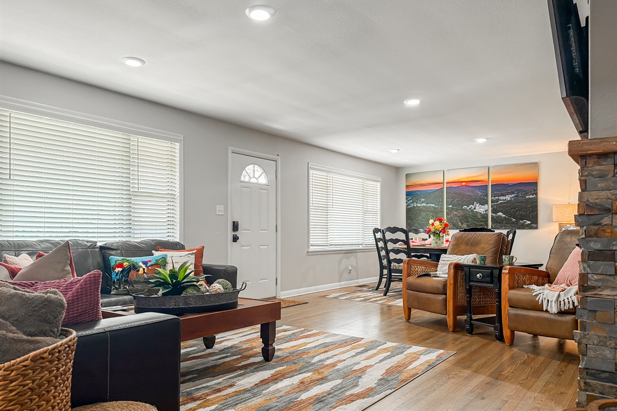 The entrance brings you right into the upstairs living room.