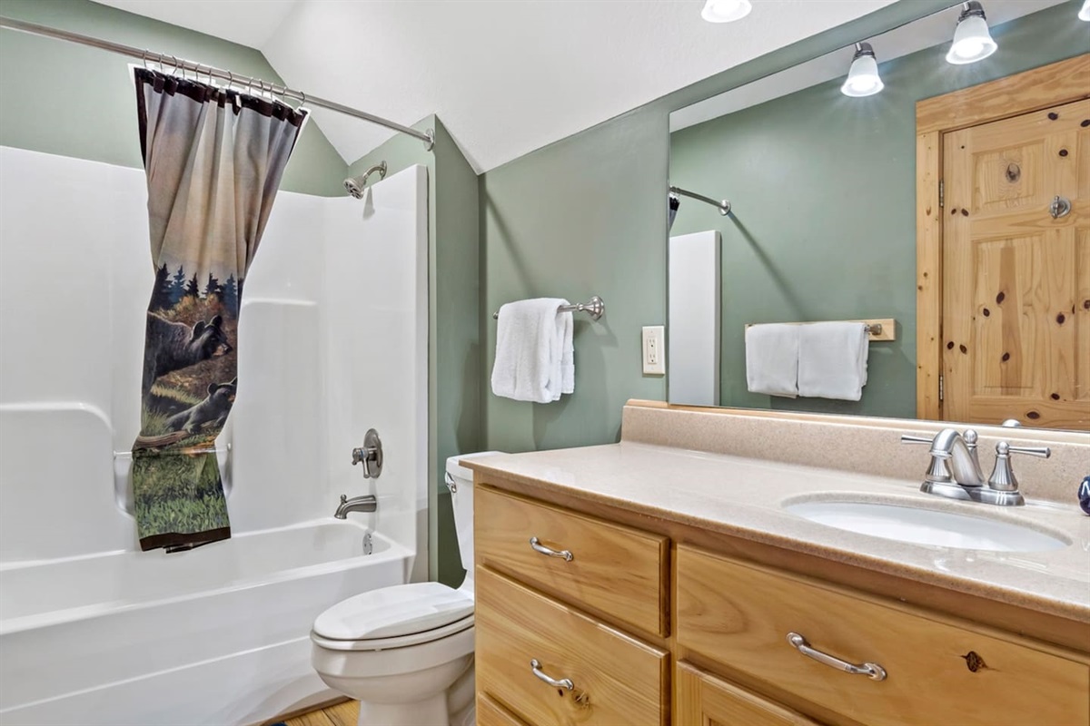 Full bathroom #3 on the lower level to the cabin