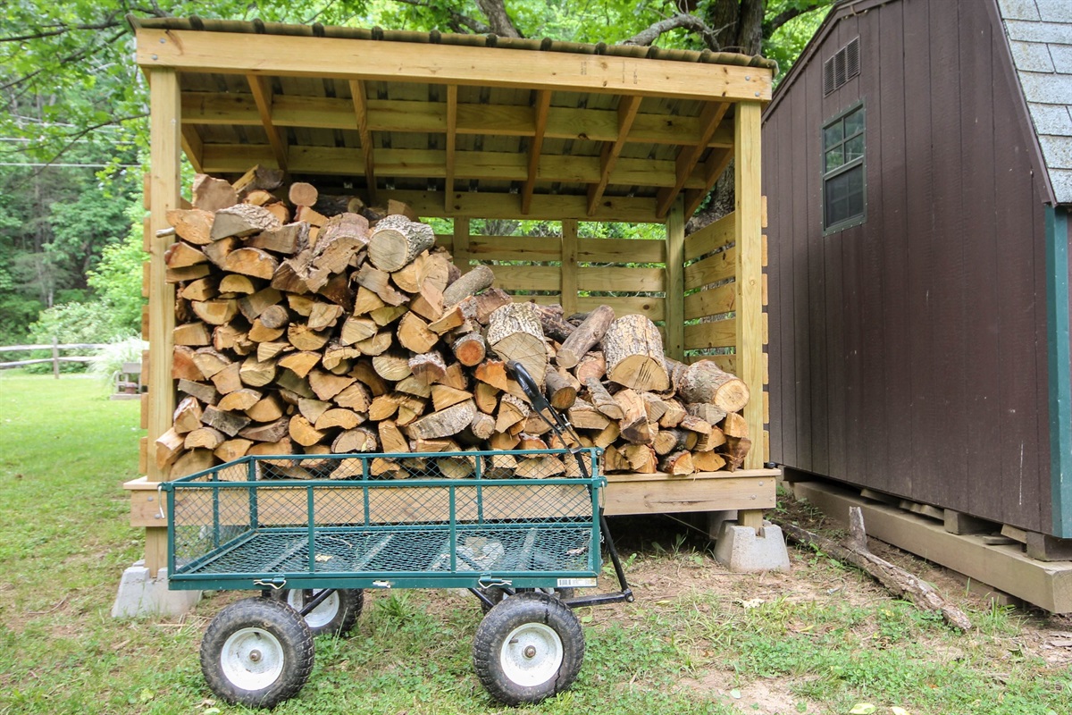 Unlimited firewood provided and a cart to carry it to fire pit