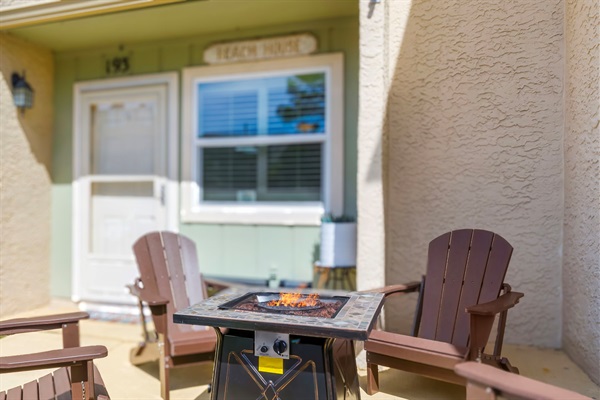 Enjoy marshmallows by our fire pit with comfy seating