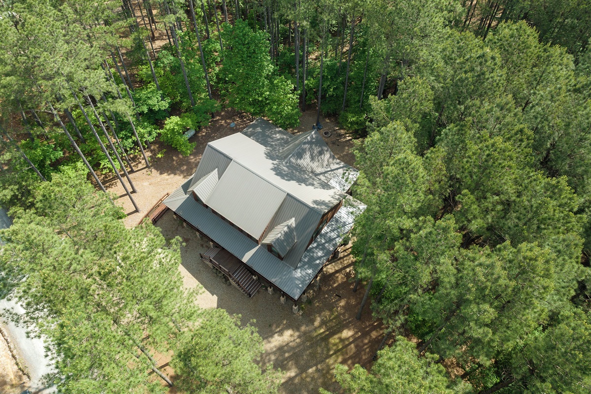 Everp&pi;ne is nestled amongst towering pines on1.5 acres just off a quiet street 