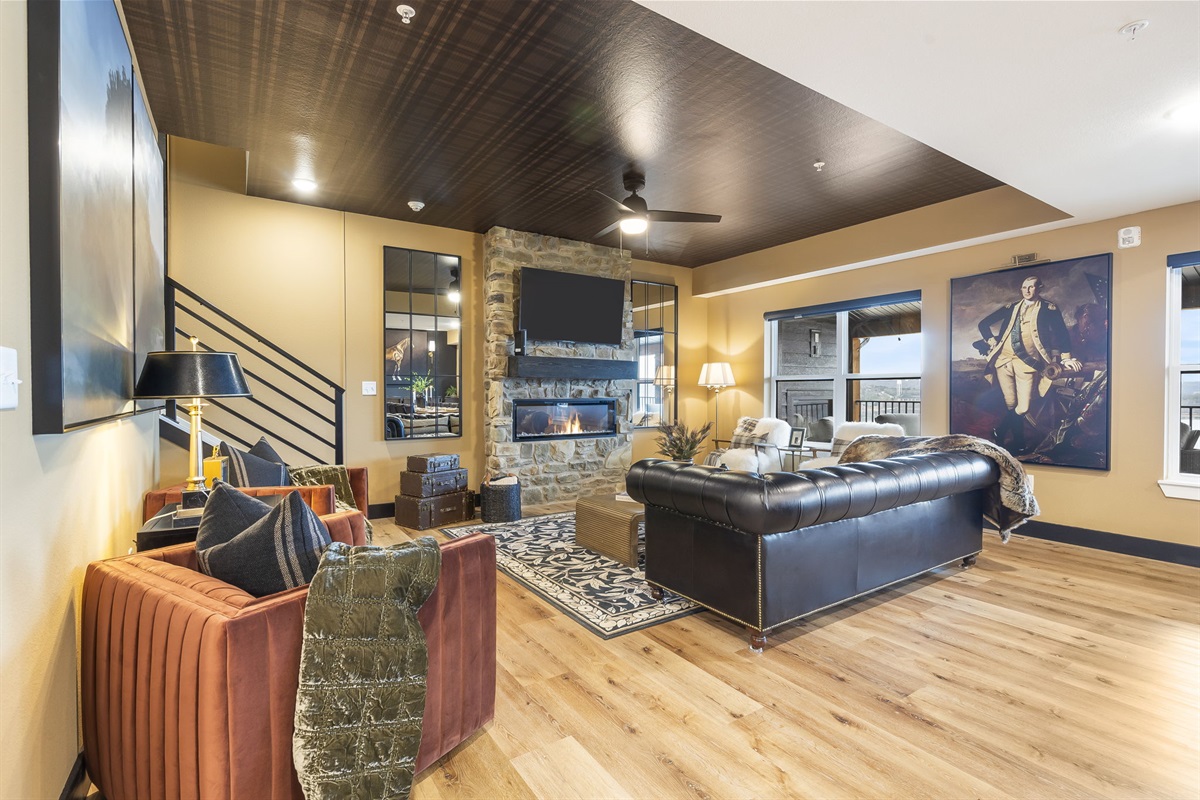 Living space with electric fireplace