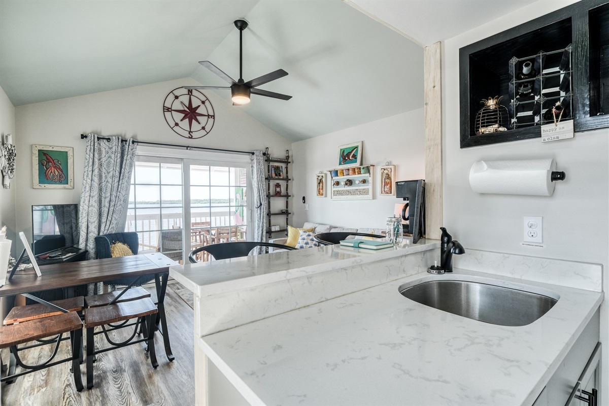 View of living area from kitchen