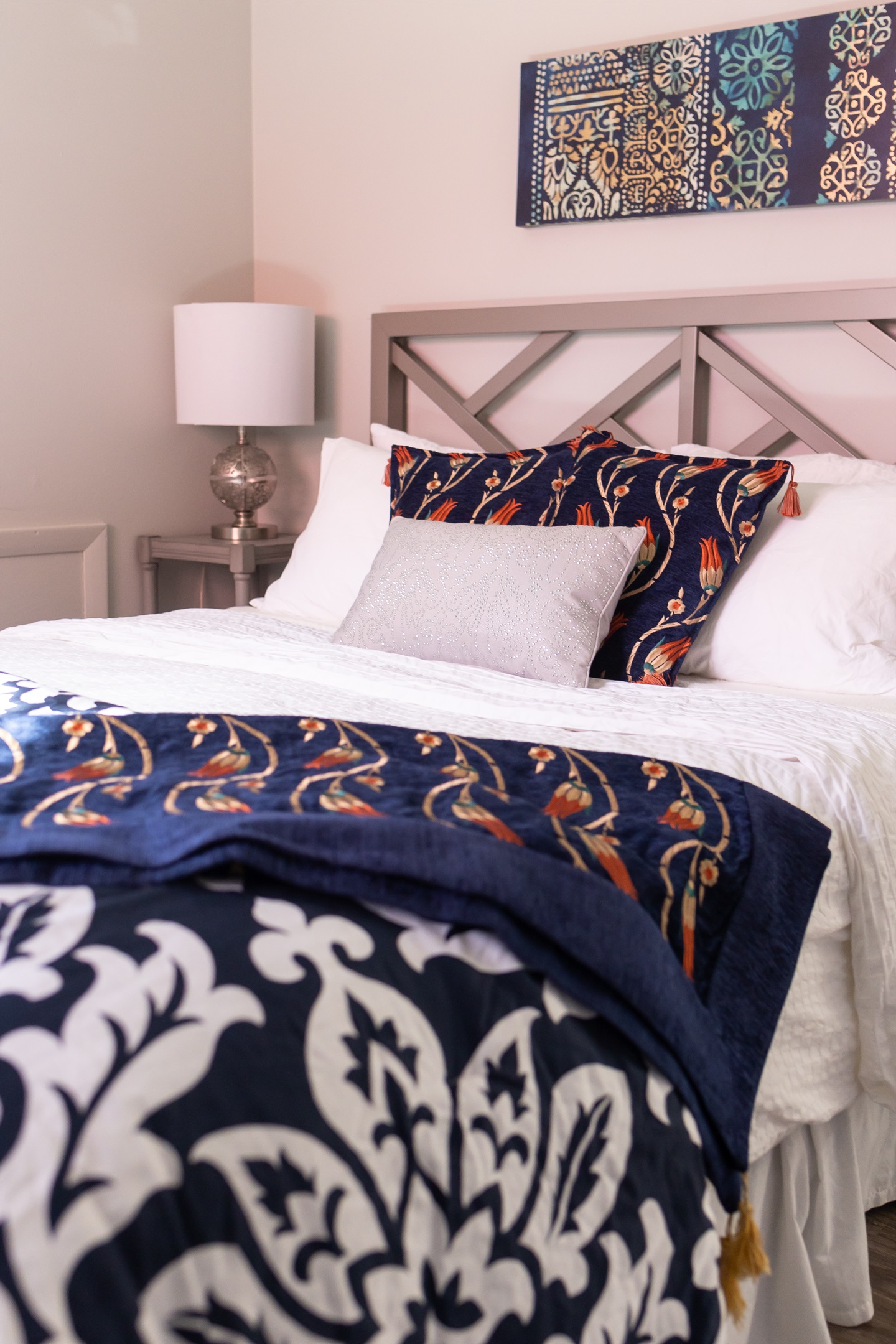 Luxury mattress and bedding for a comfortable night's sleep.
