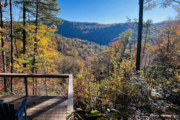 Hillside deck fall view.