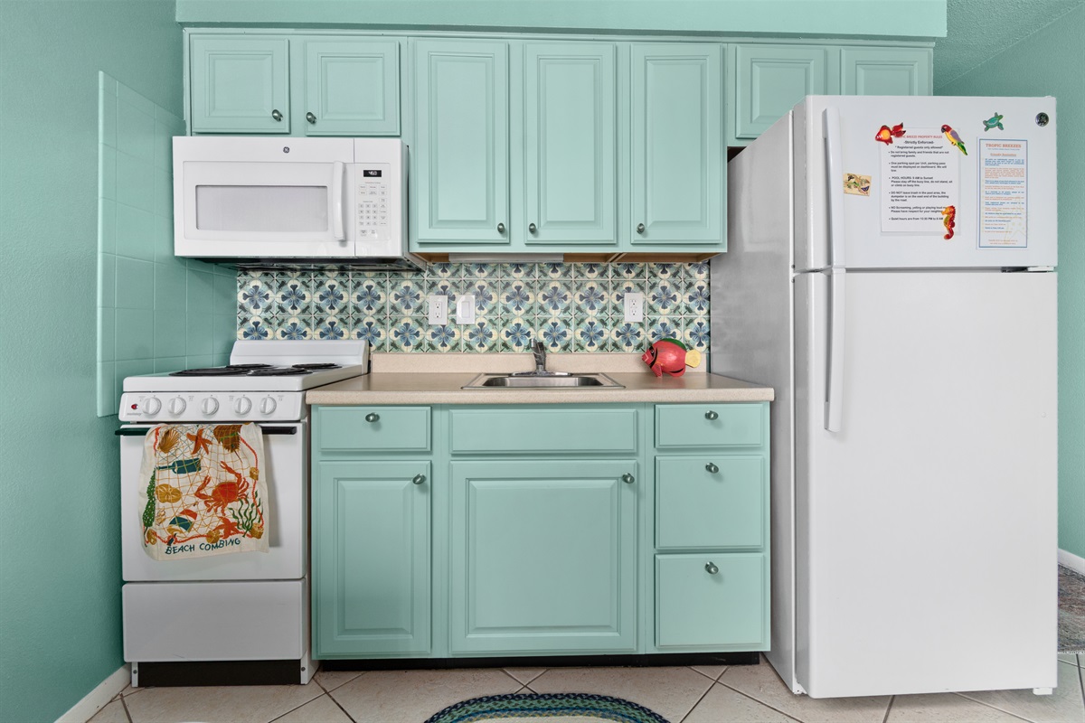 "the kitchen is perfect for making small meals and snacks!"