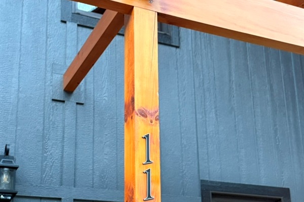 House numbers on front of house. 