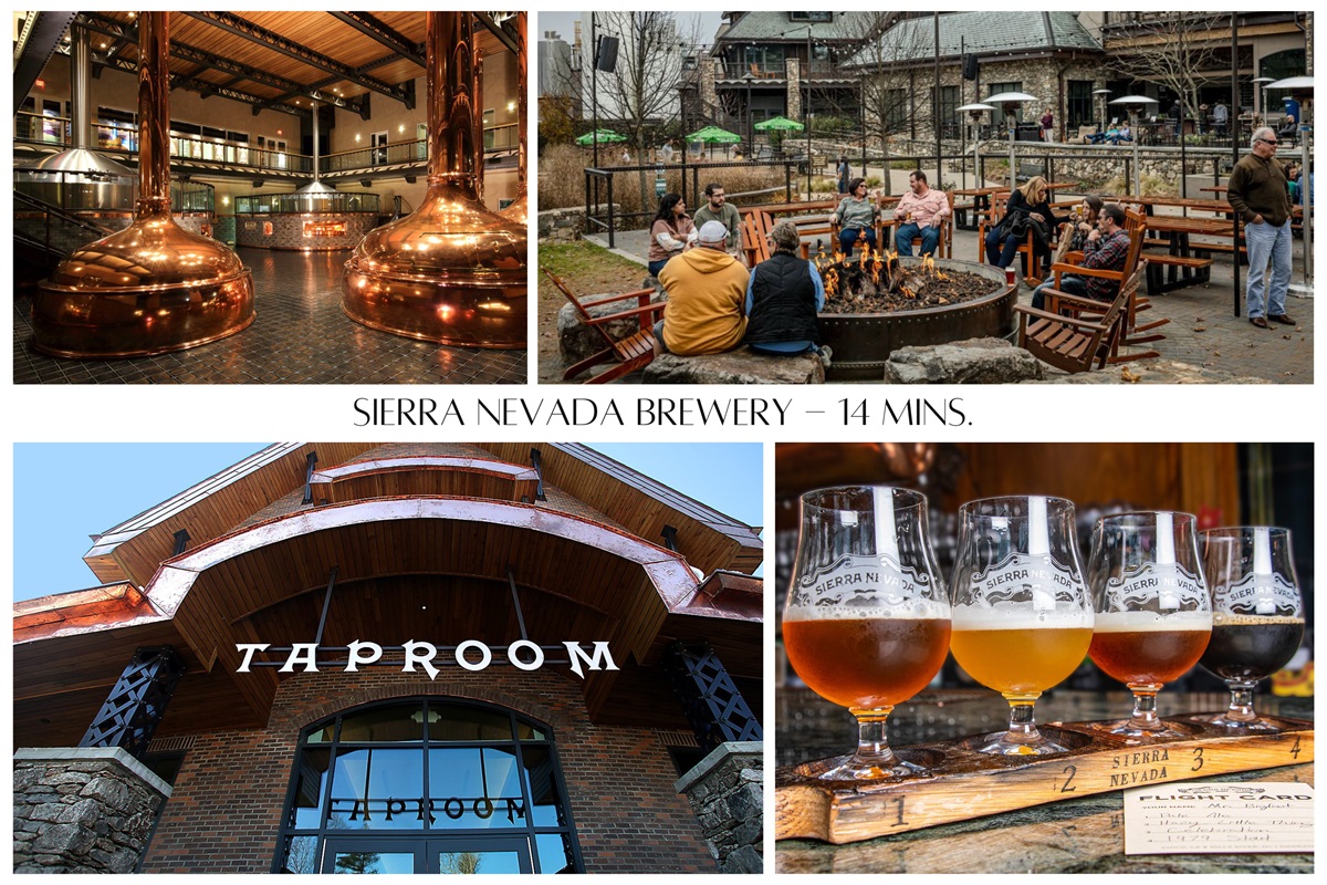 Sierra Nevada Brewery is just 14 minutes away—enjoy craft beer flights, firepits, brewery tours, and a lively taproom in a beautiful mountain setting.