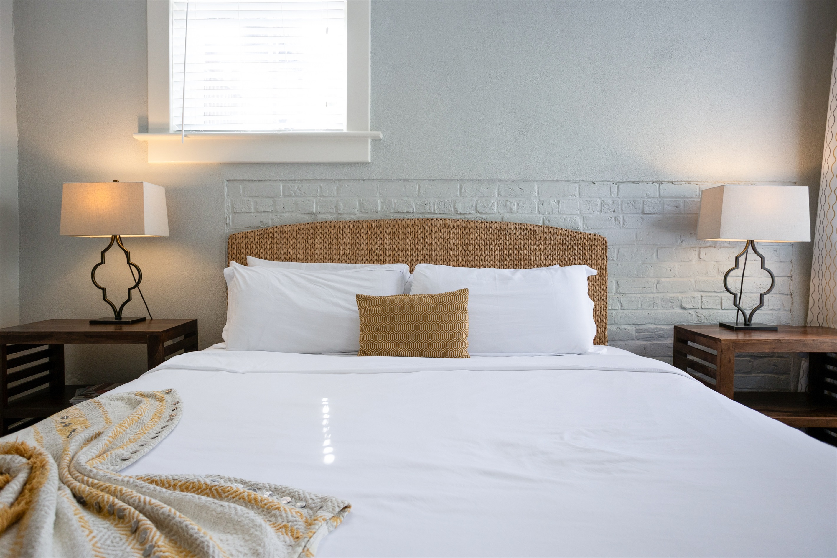 Soft lighting and cozy décor create a restful retreat.