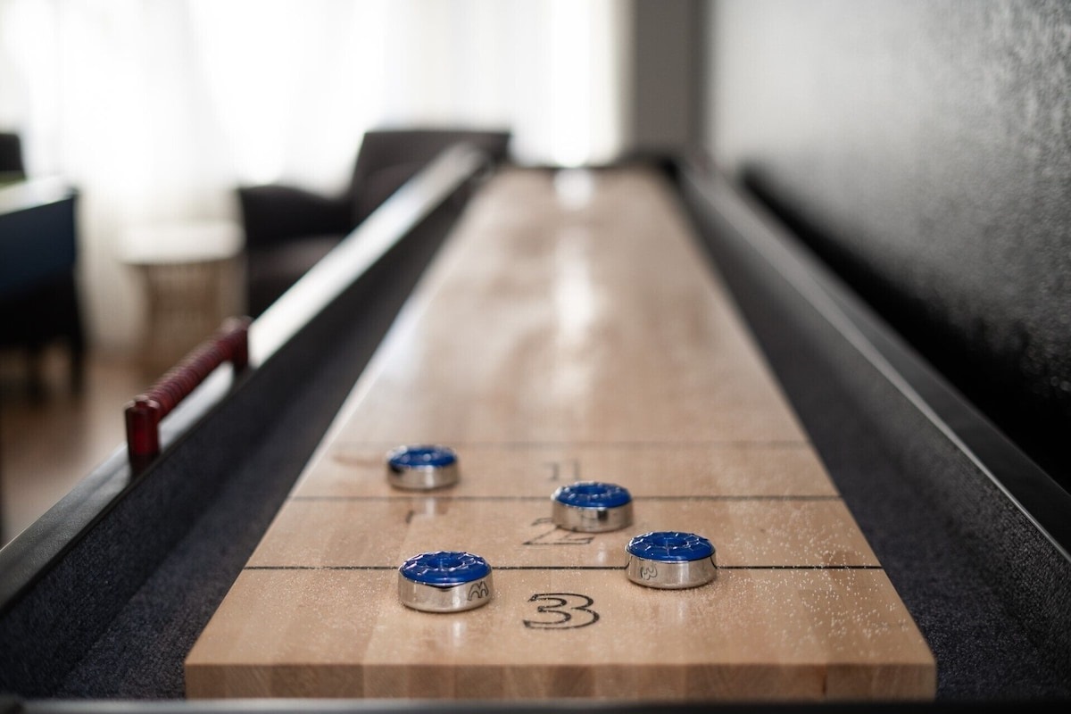 12' shuffleboard in game room