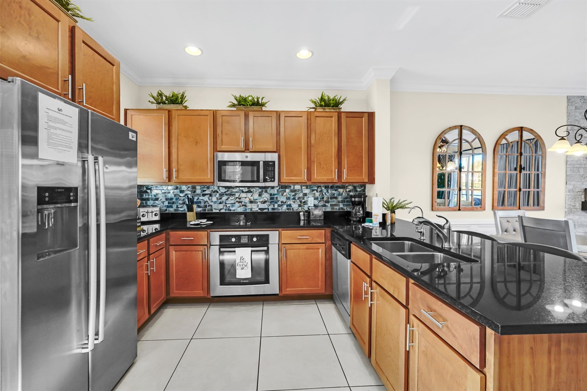 The fully equipped kitchen has plenty of room to prepare your favorite meal!