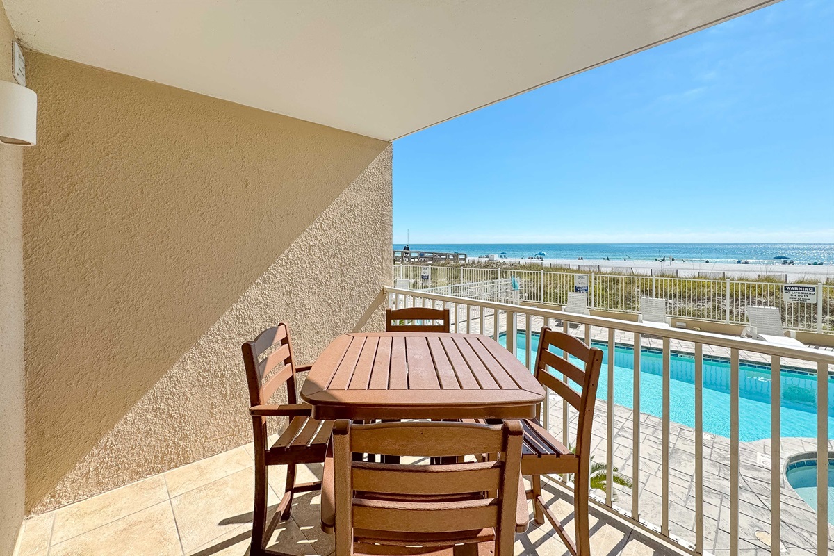 Breathtaking panoramic ocean views create an unforgettable backdrop for your stay.  Perfect for dining, relaxing, and soaking in the coastal atmosphere.