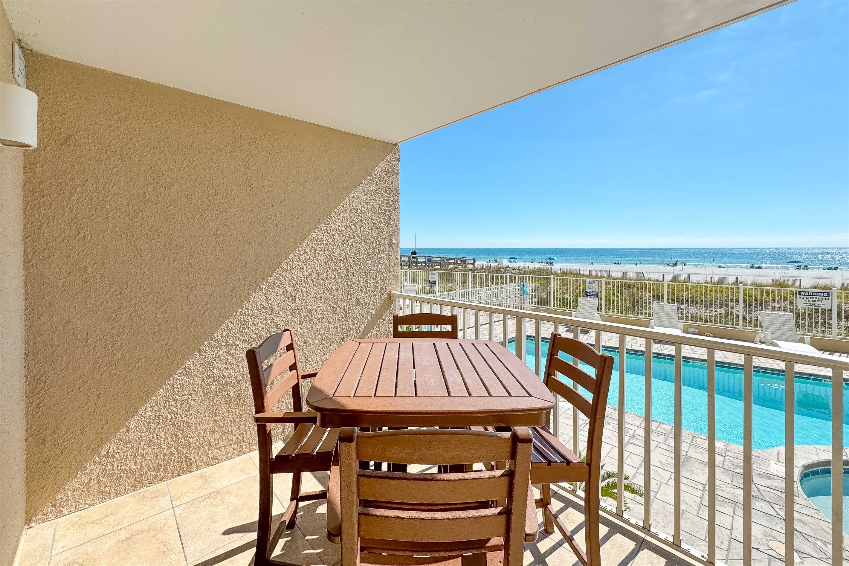 Breathtaking panoramic ocean views create an unforgettable backdrop for your stay.  Perfect for dining, relaxing, and soaking in the coastal atmosphere.